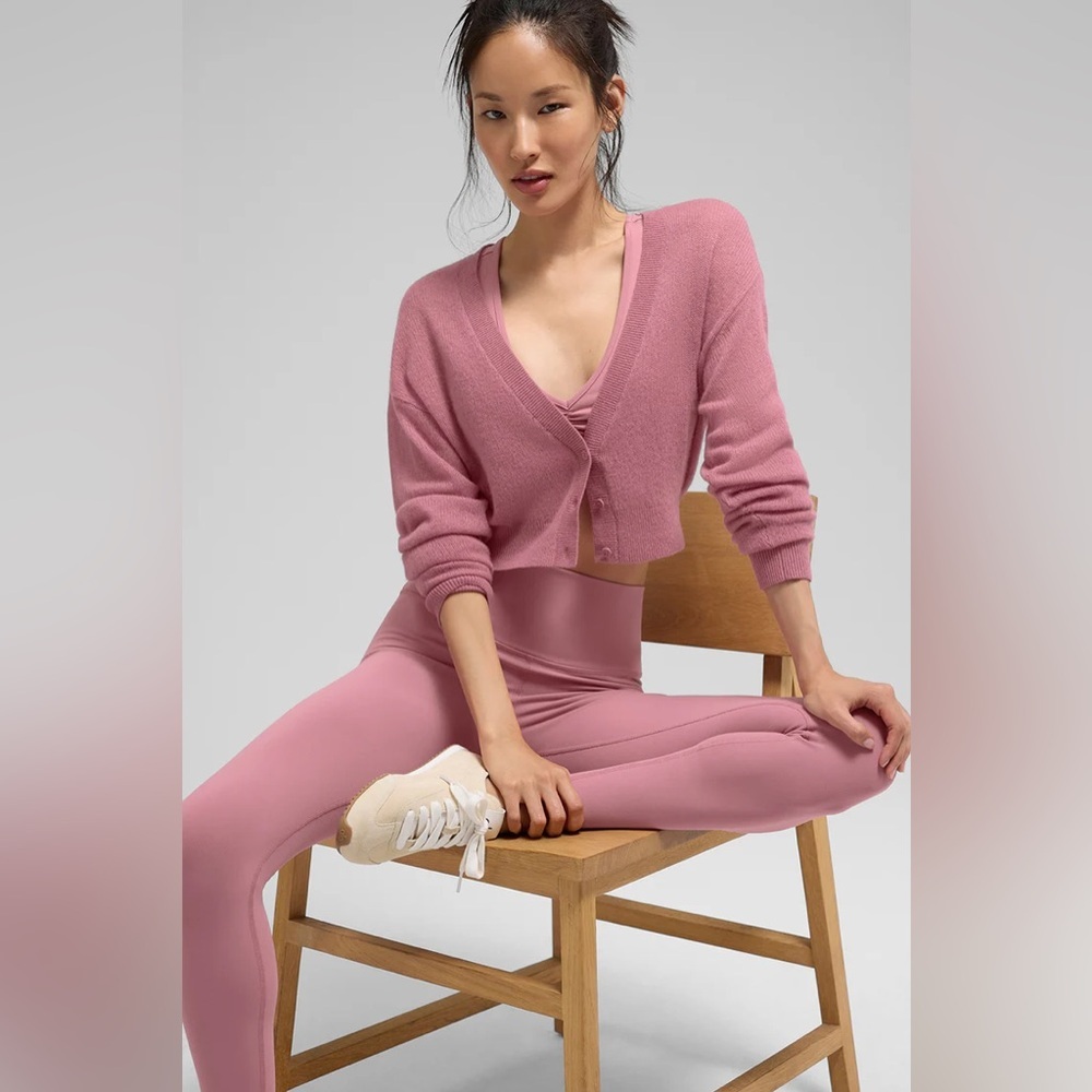 ALO YOGA | ✨NEW✨ Sheer Cashmere Cropped Cardigan in Pink Wild Rose